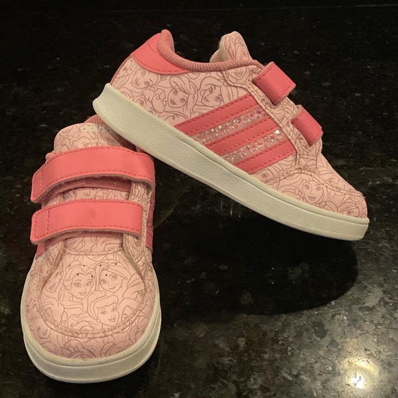 Adidas Girls' Toddler x Disney Princess Breaknet Sneakers Velcro in Pink Sz 8 - Picture 2 of 13